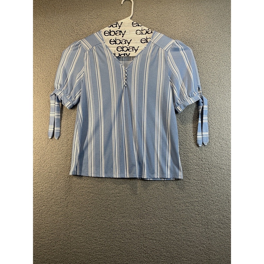 Como Black Striped Shirt Womens  3/4 Sleeve Size Large‎